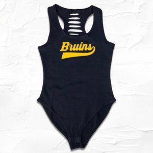Womens Black/Yellow Bruins Handmade Bodysuit, Bruins Shirt, Gameday Outfit